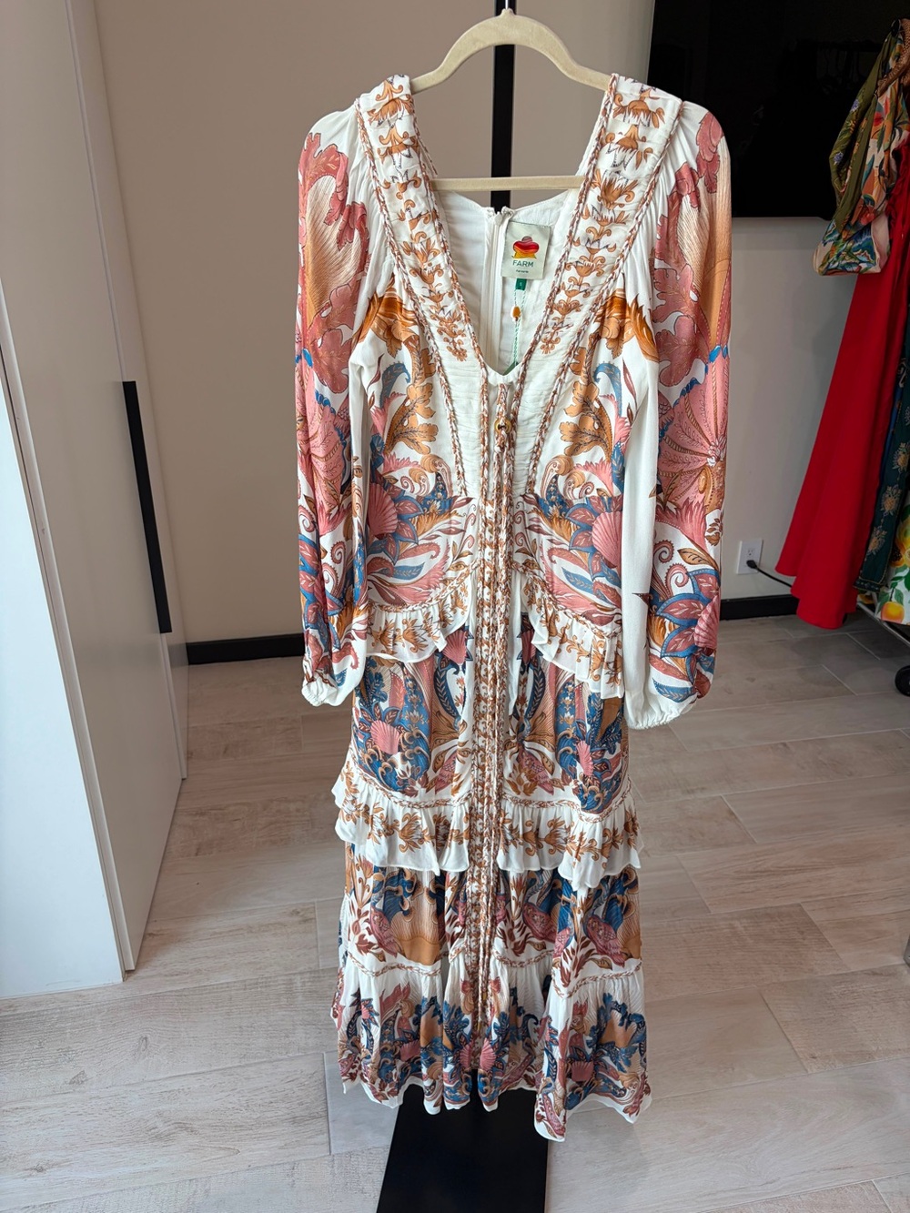Farm Rio Off-White Sea Garden Ruffled Maxi Dress - Picture 8 of 10